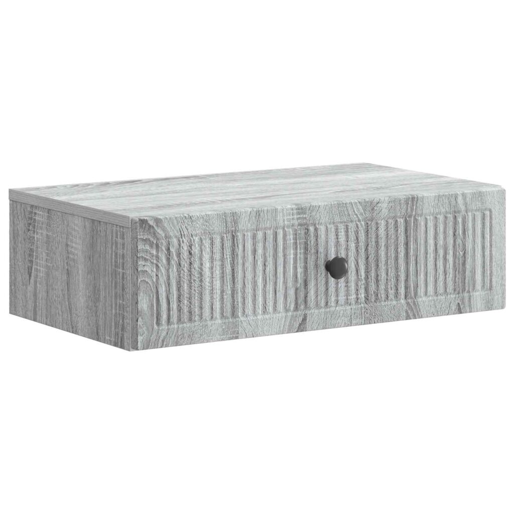 Seinälle Asennettava Sivupöytä Harmaa sonoma 59 x 34,5 x 17 cm