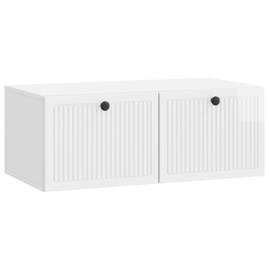 Seinälle asennettava TV-kaappi Korkeakiiltoinen valkoinen