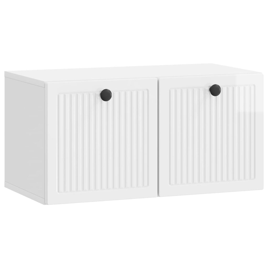 Seinälle asennettava TV-kaappi Korkeakiiltoinen valkoinen