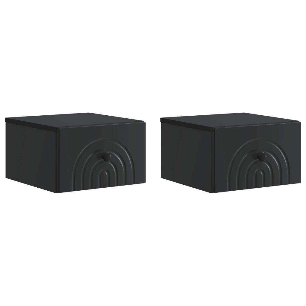 Seinälle Kiinnitettävä Yöpöytä 2 pcs Musta 33 x 34,5 x 20 cm