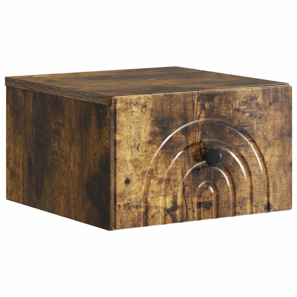 Seinälle Kiinnitettävä Yöpöytä Savutammi 33 x 34,5 x 20 cm