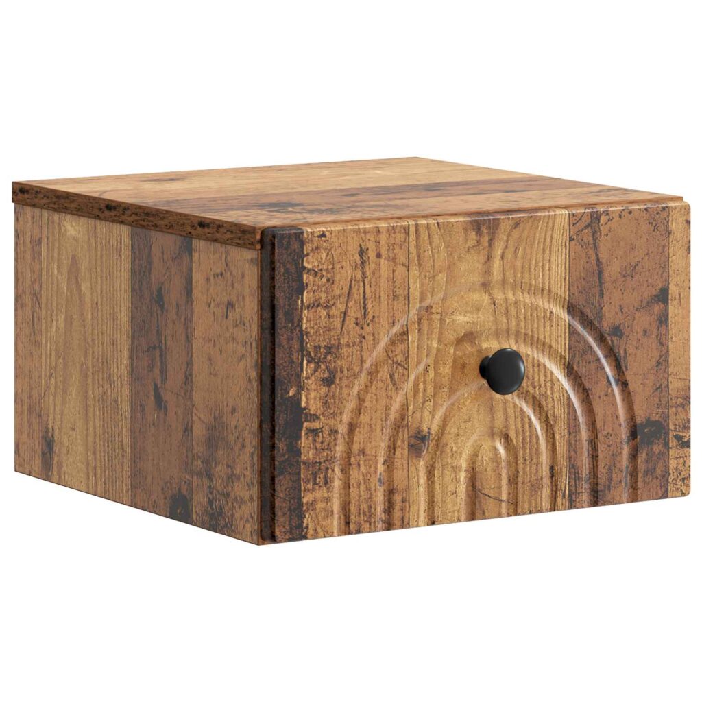 Seinälle Kiinnitettävä Yöpöytä Vanha puu 33 x 34,5 x 20 cm