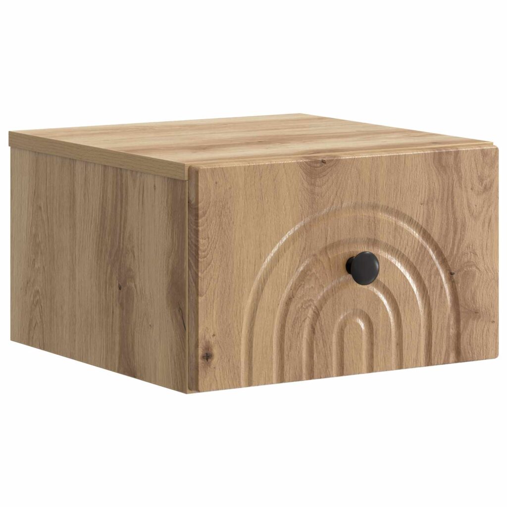 Seinälle Kiinnitettävä Yöpöytä Artisaanitammi 33 x 34,5 x 20 cm