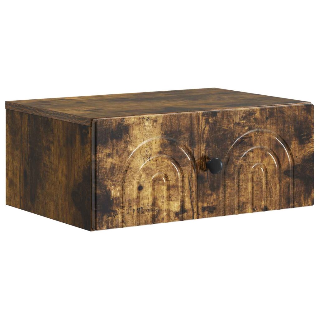 Seinälle Kiinnitettävä Yöpöytä Savutammi 49 x 34,5 x 20 cm