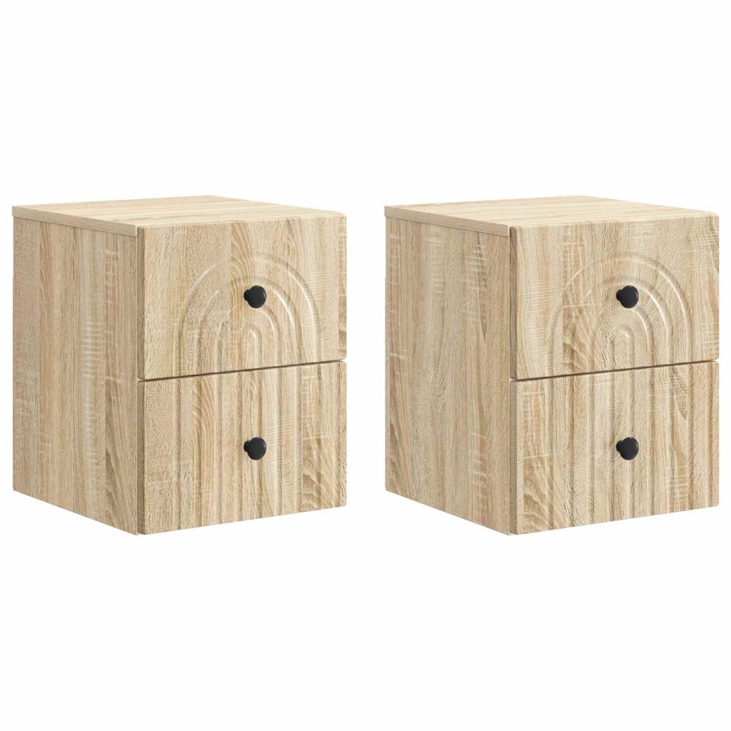 Seinälle Kiinnitettävä Yöpöytä 2 pcs Sonoma-tammi Tekninen puu