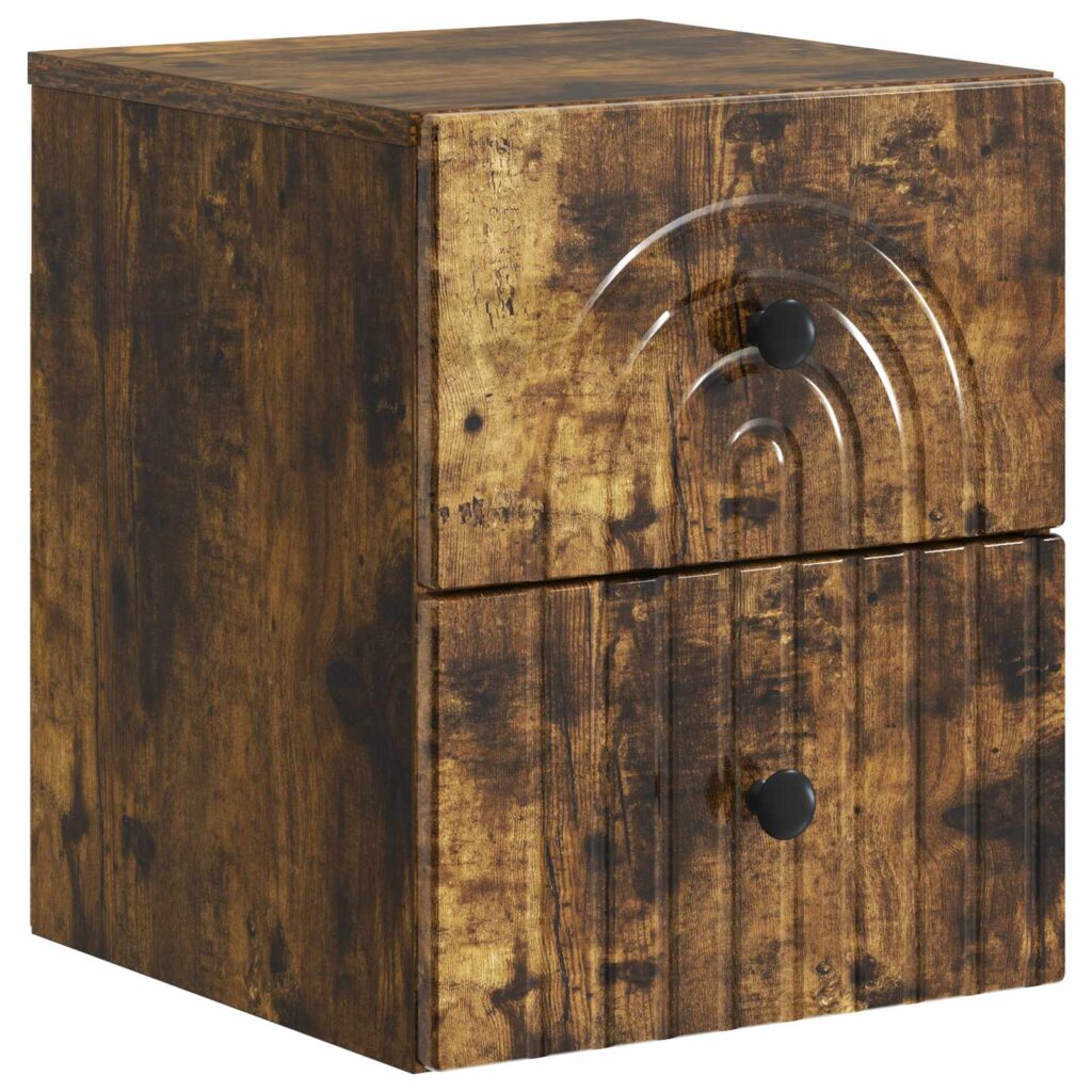 Seinälle Kiinnitettävä Yöpöytä Savutammi 33 x 34,5 x 40 cm