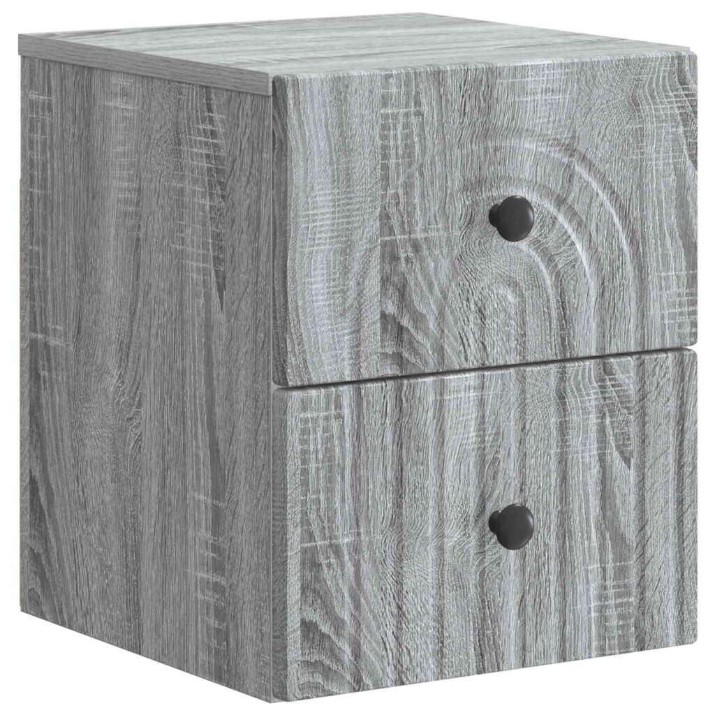 Seinälle Kiinnitettävä Yöpöytä Harmaa sonoma 33 x 34,5 x 40 cm