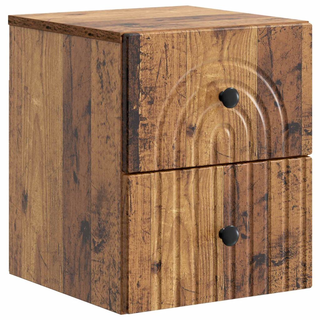 Seinälle Kiinnitettävä Yöpöytä Vanha puu 33 x 34,5 x 40 cm