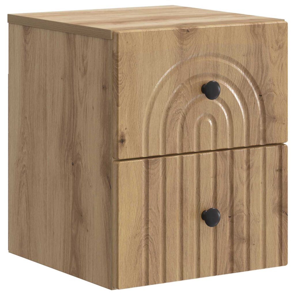 Seinälle Kiinnitettävä Yöpöytä Artisaanitammi 33 x 34,5 x 40 cm