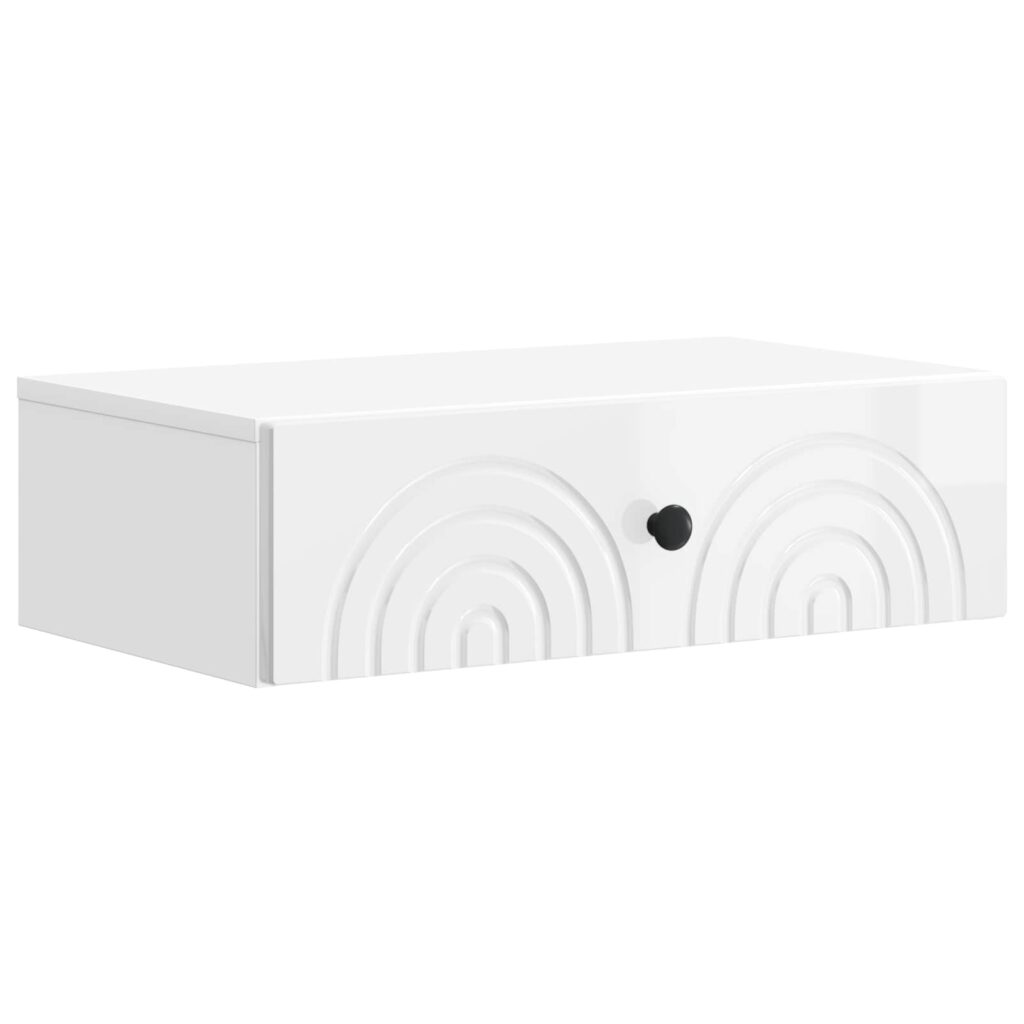 Seinälle Asennettava Sivupöytä Korkeakiiltoinen valkoinen