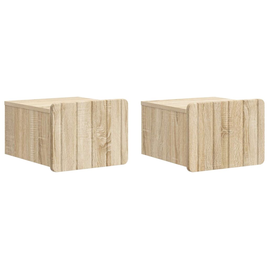 Seinälle Kiinnitettävä Yöpöytä 2 pcs Sonoma-tammi Tekninen puu