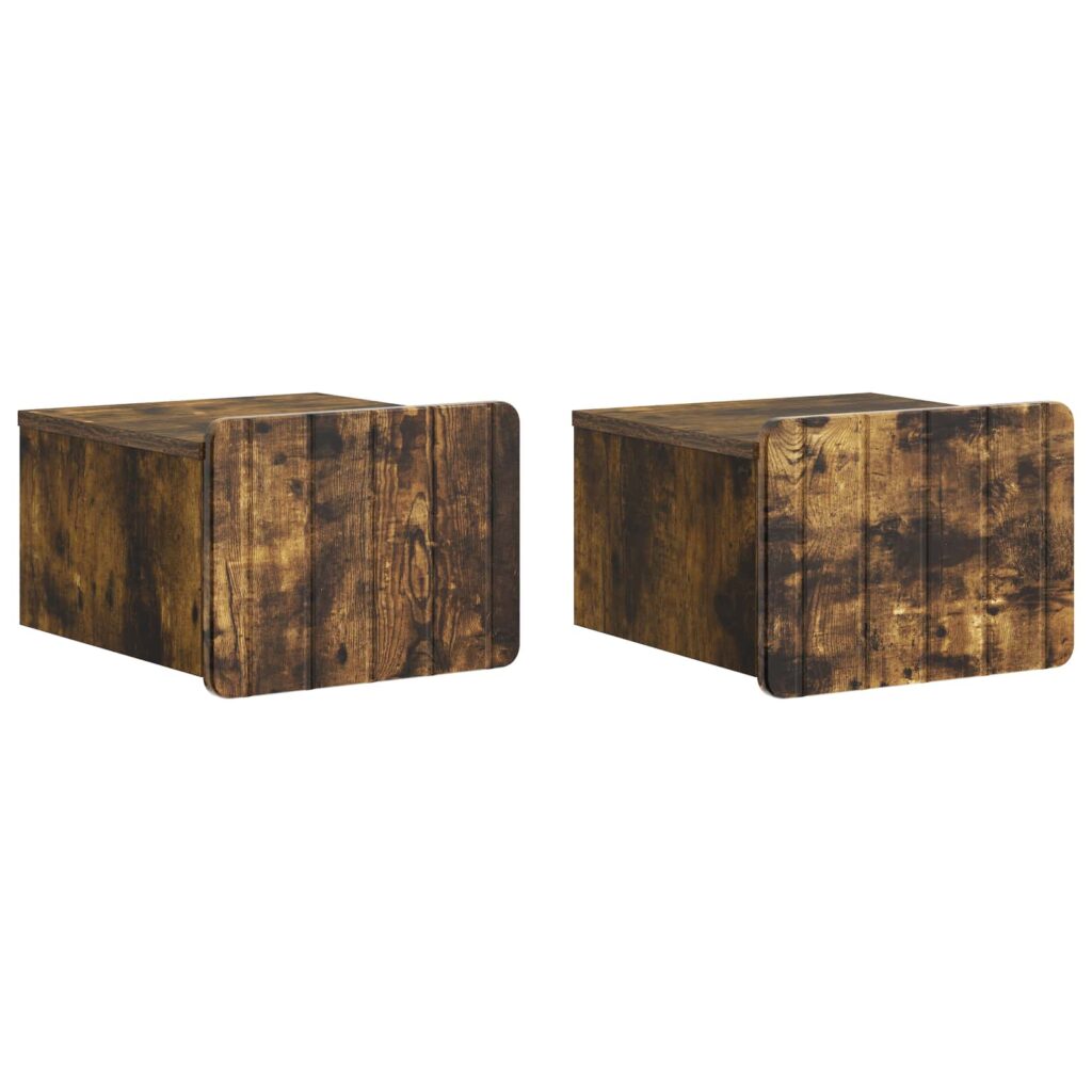 Seinälle Kiinnitettävä Yöpöytä 2 pcs Savutammi Tekninen puu