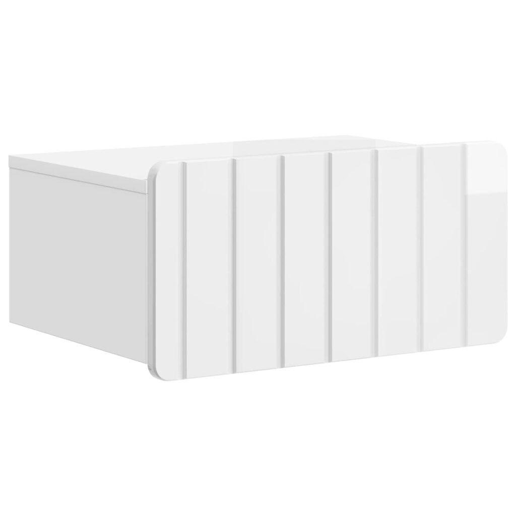 Seinälle Kiinnitettävä Yöpöytä Korkeakiiltoinen valkoinen