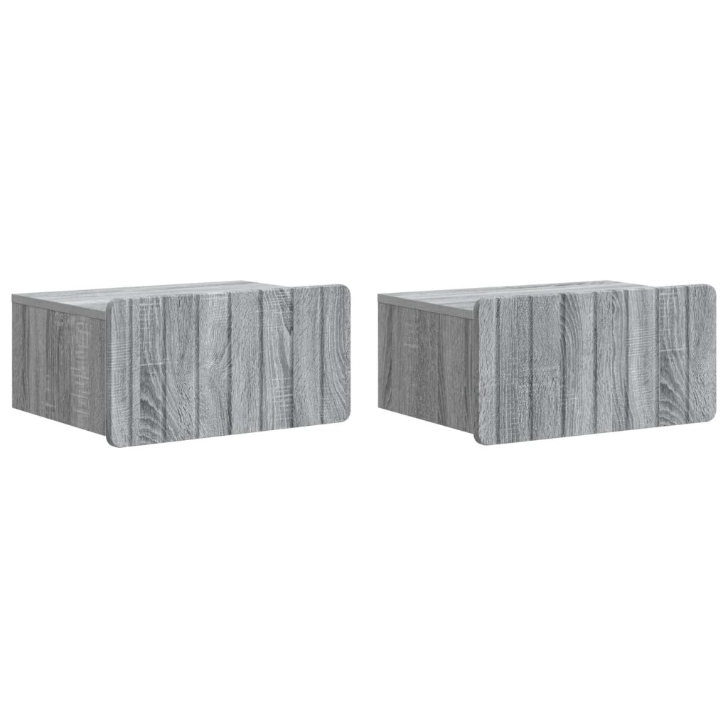 Seinälle Kiinnitettävä Yöpöytä 2 pcs Harmaa sonoma Tekninen puu