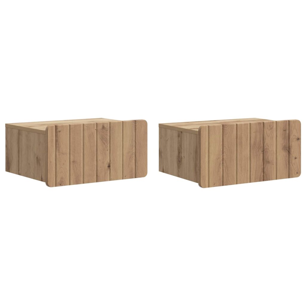 Seinälle Kiinnitettävä Yöpöytä 2 pcs Artisaanitammi