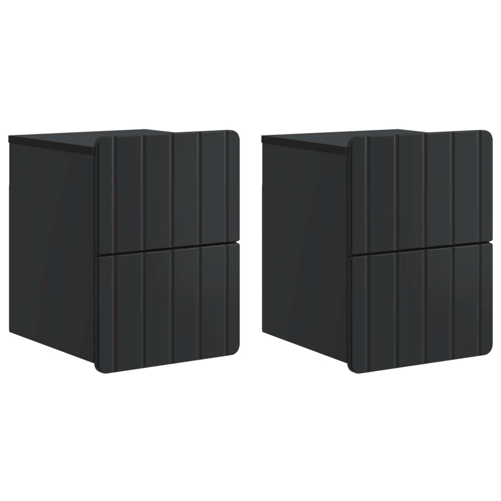 Seinälle Kiinnitettävä Yöpöytä 2 pcs Musta 33 x 34,5 x 43 cm