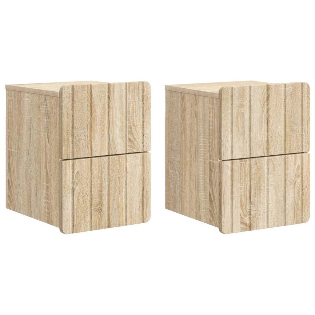 Seinälle Kiinnitettävä Yöpöytä 2 pcs Sonoma-tammi Tekninen puu