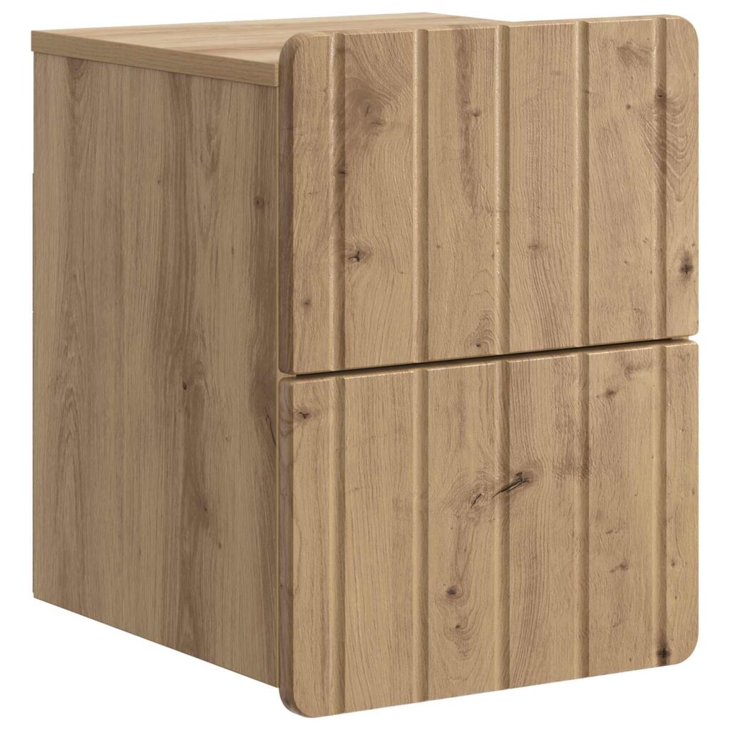 Seinälle Kiinnitettävä Yöpöytä Artisaanitammi 33 x 34,5 x 43 cm