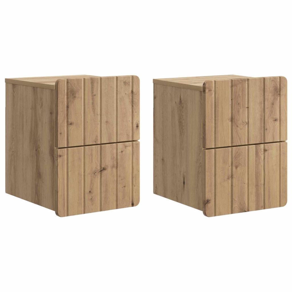 Seinälle Kiinnitettävä Yöpöytä 2 pcs Artisaanitammi