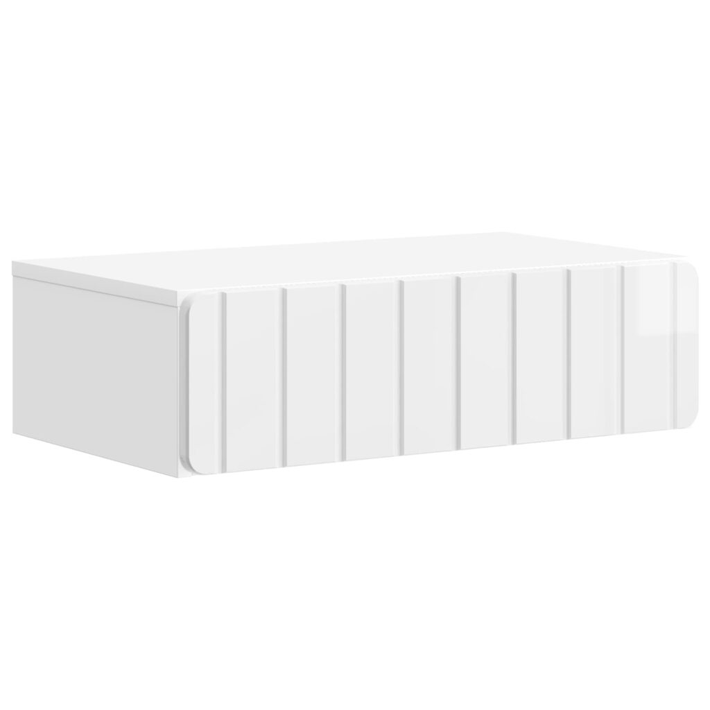 Seinälle Asennettava Sivupöytä Korkeakiiltoinen valkoinen