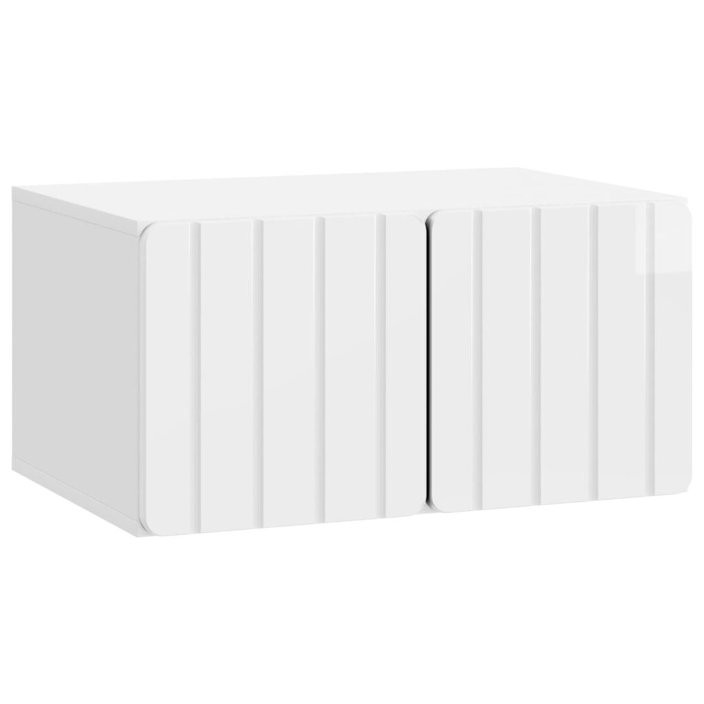 Seinälle asennettava TV-kaappi Korkeakiiltoinen valkoinen