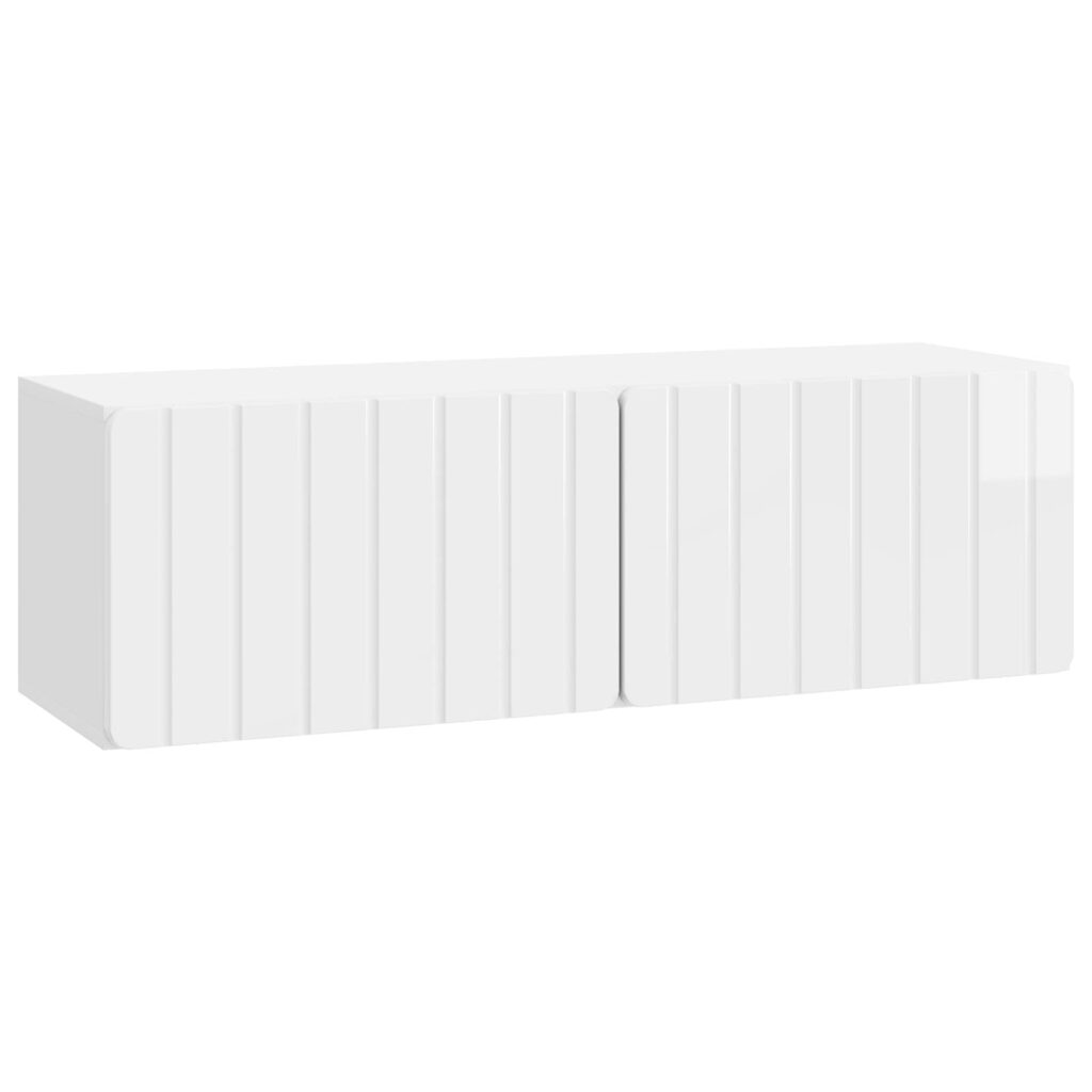 Seinälle asennettava TV-kaappi Korkeakiiltoinen valkoinen