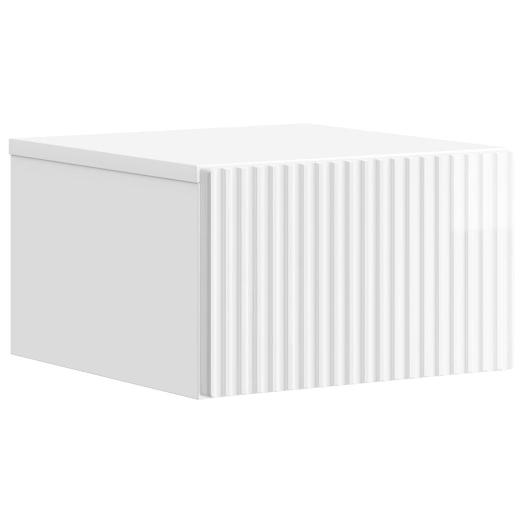 Seinälle Kiinnitettävä Yöpöytä Korkeakiiltoinen valkoinen