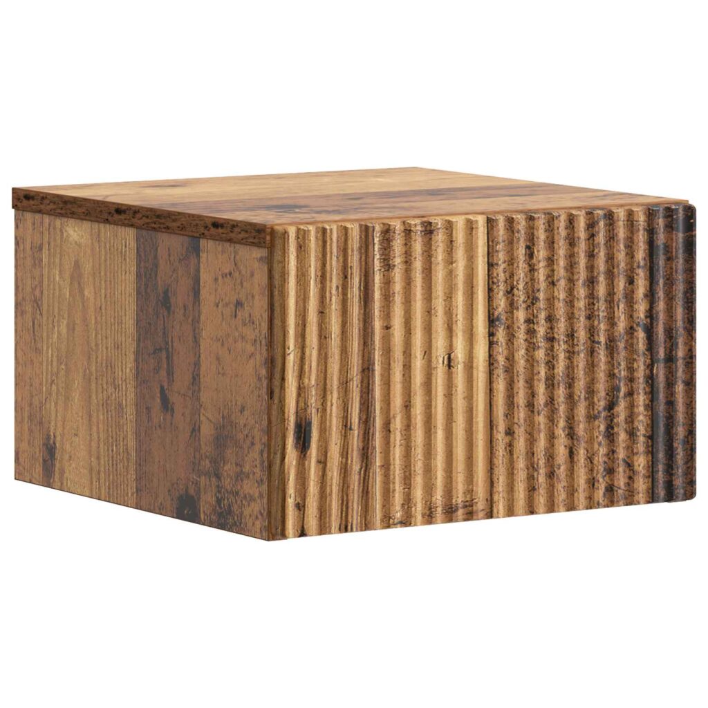 Seinälle Kiinnitettävä Yöpöytä Vanha puu 33 x 34,5 x 20 cm