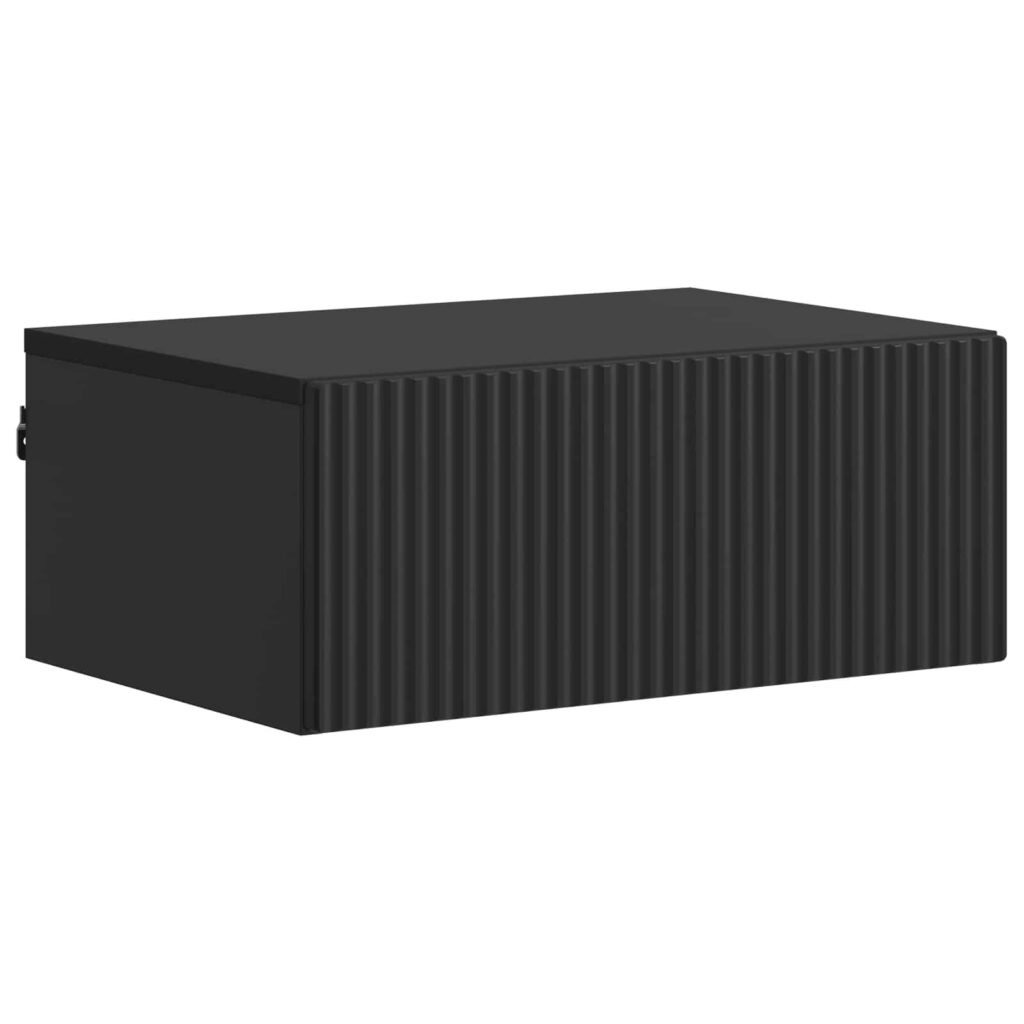 Seinälle Kiinnitettävä Yöpöytä Musta 49 x 34,5 x 20 cm