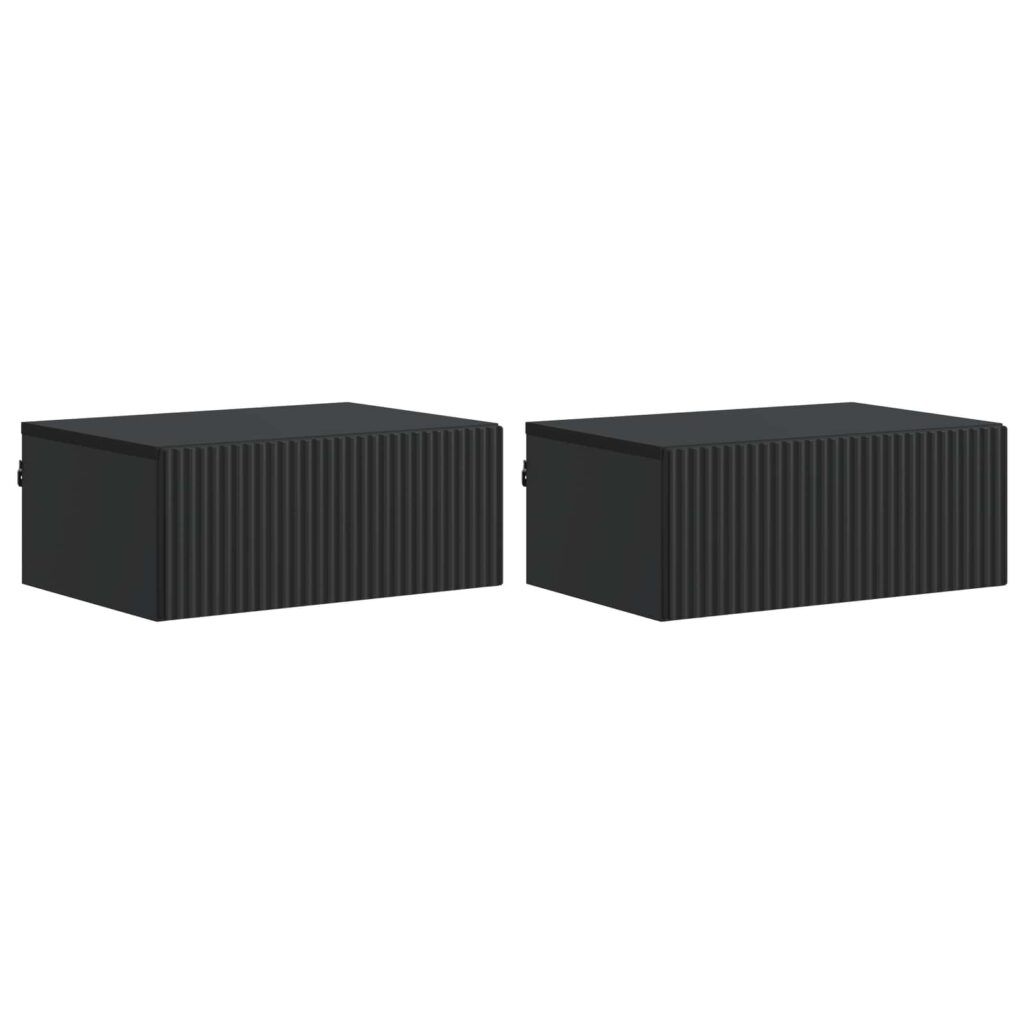 Seinälle Kiinnitettävä Yöpöytä 2 pcs Musta 49 x 34,5 x 20 cm