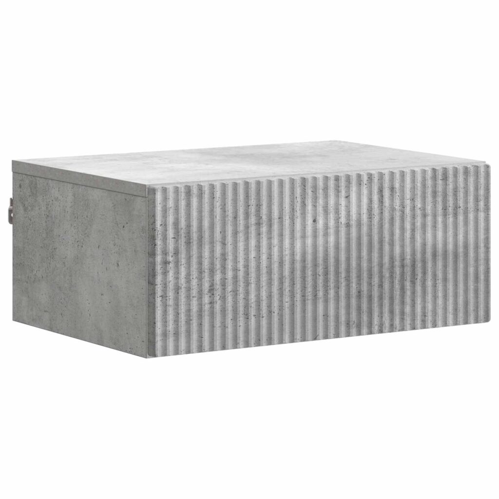 Seinälle Kiinnitettävä Yöpöytä Betoninharmaa 49 x 34,5 x 20 cm