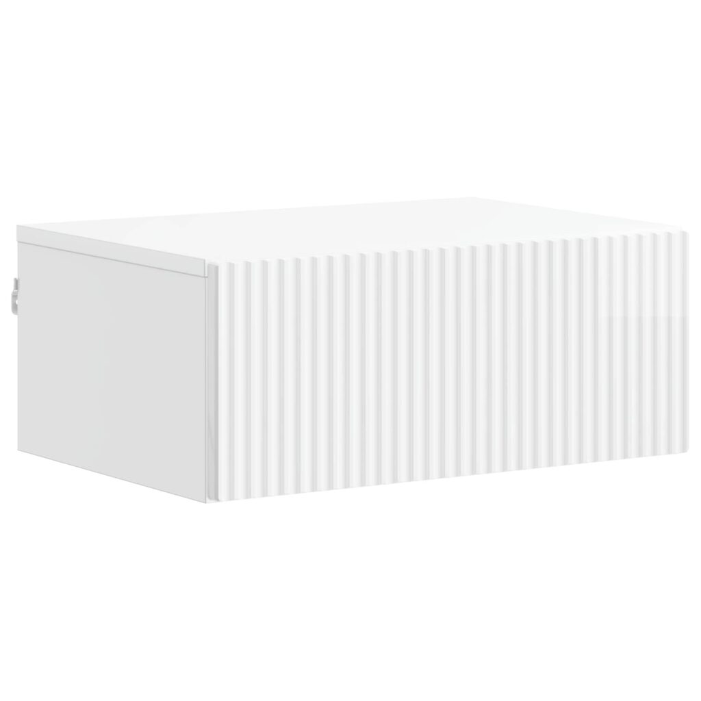 Seinälle Kiinnitettävä Yöpöytä Korkeakiiltoinen valkoinen