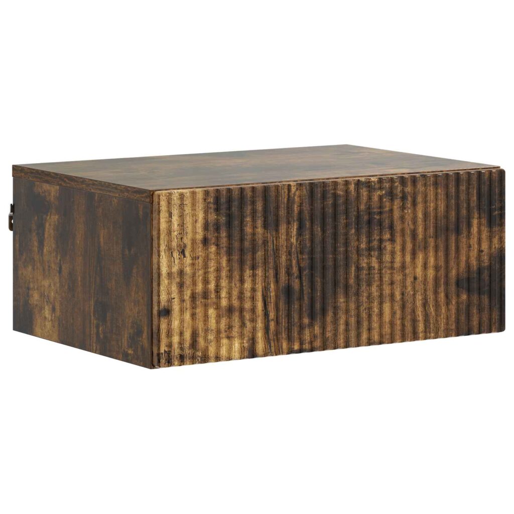 Seinälle Kiinnitettävä Yöpöytä Savutammi 49 x 34,5 x 20 cm