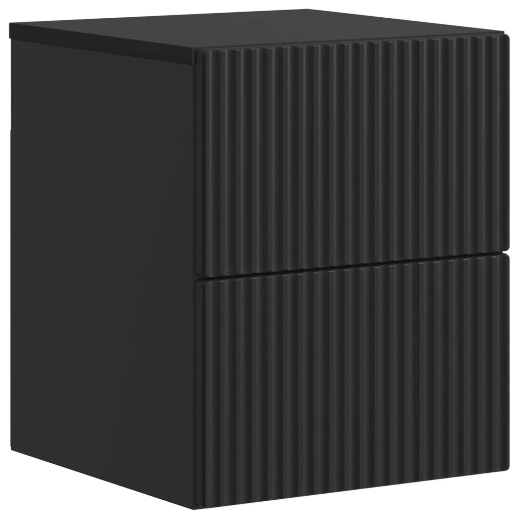 Seinälle Kiinnitettävä Yöpöytä Musta 33 x 34,5 x 40 cm