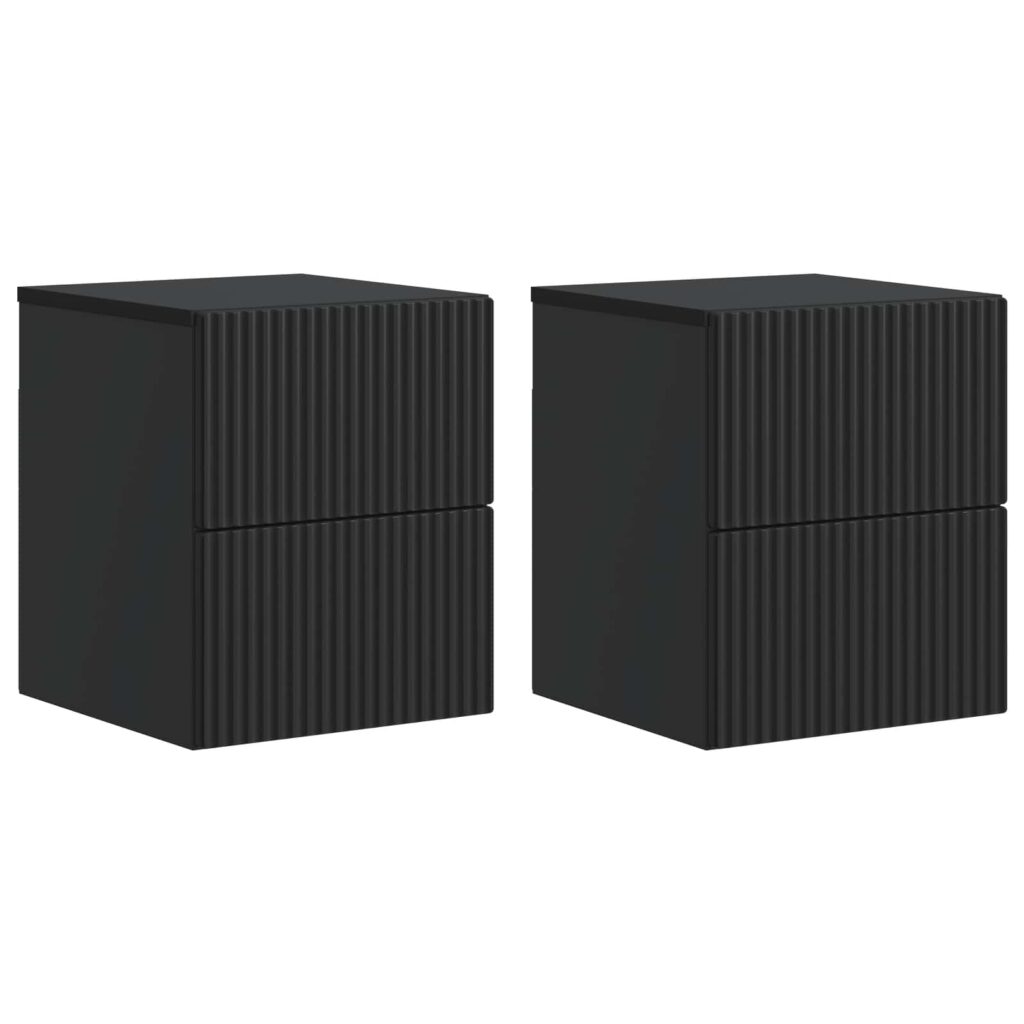 Seinälle Kiinnitettävä Yöpöytä 2 pcs Musta 33 x 34,5 x 40 cm