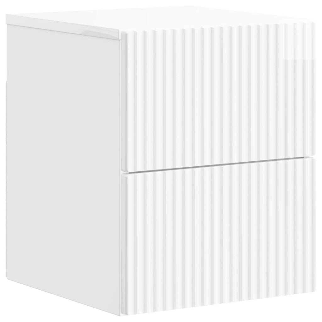 Seinälle Kiinnitettävä Yöpöytä Korkeakiiltoinen valkoinen