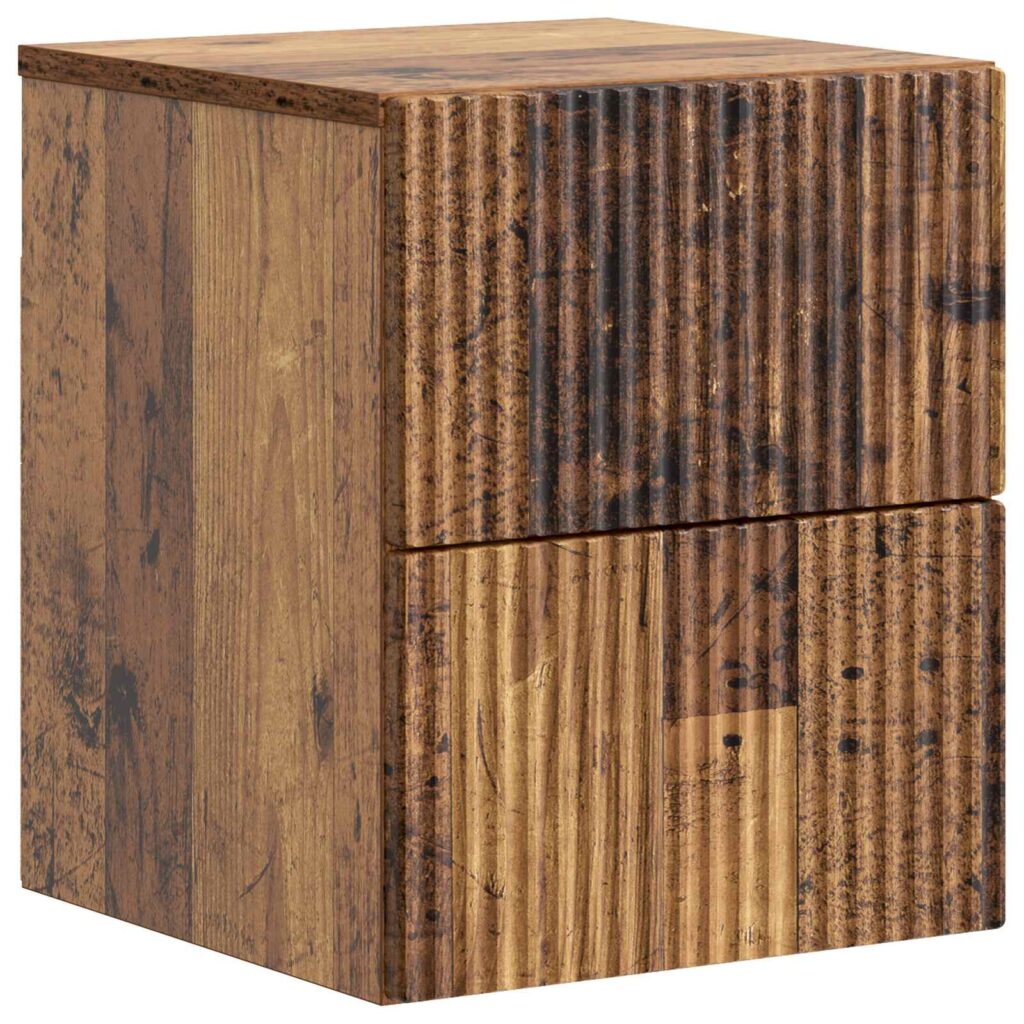 Seinälle Kiinnitettävä Yöpöytä Vanha puu 33 x 34,5 x 40 cm