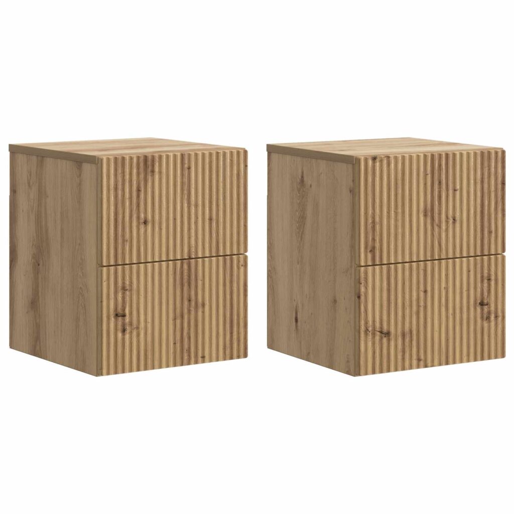 Seinälle Kiinnitettävä Yöpöytä 2 pcs Artisaanitammi