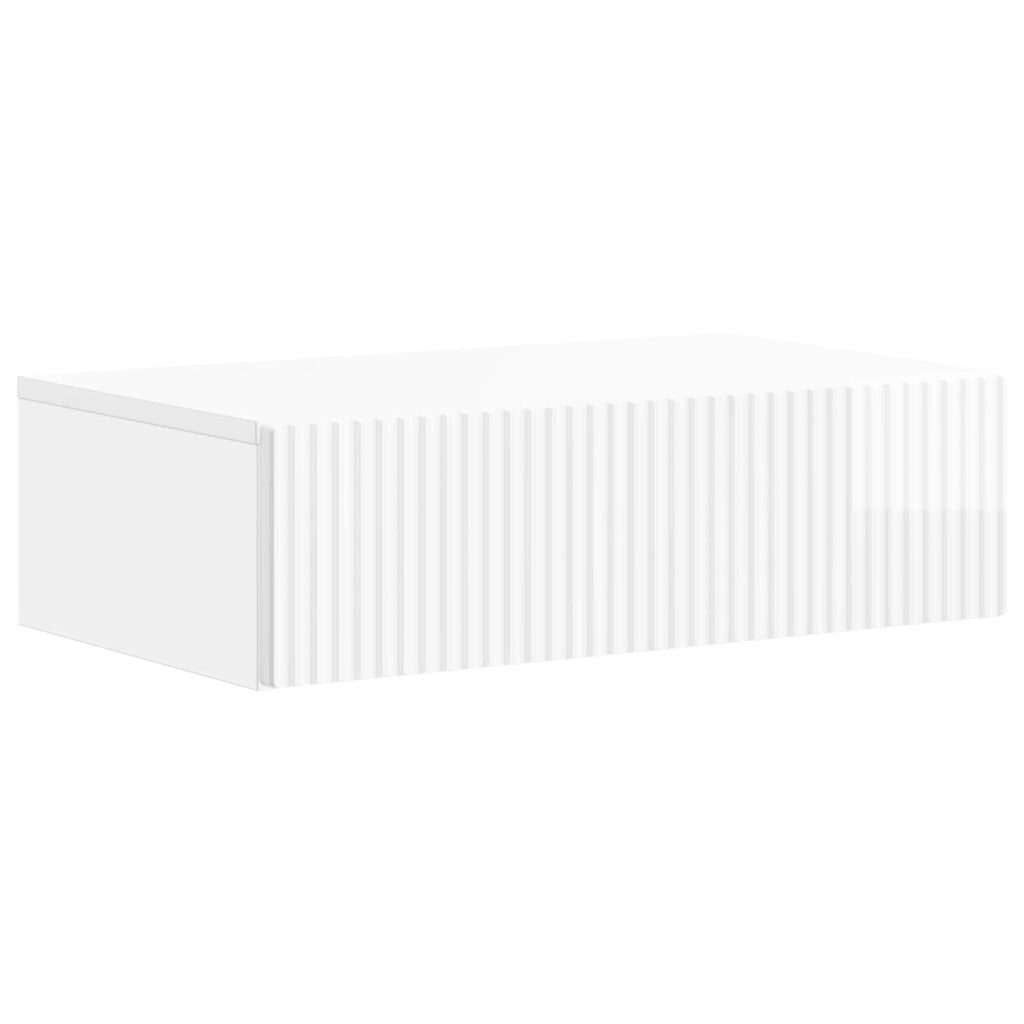 Seinälle Asennettava Sivupöytä Korkeakiiltoinen valkoinen