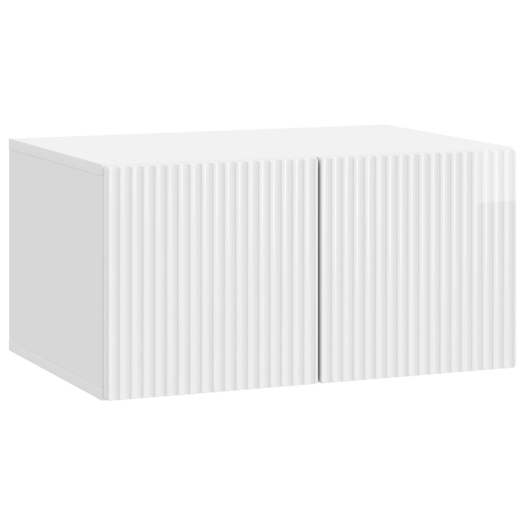 Seinälle asennettava TV-kaappi Korkeakiiltoinen valkoinen