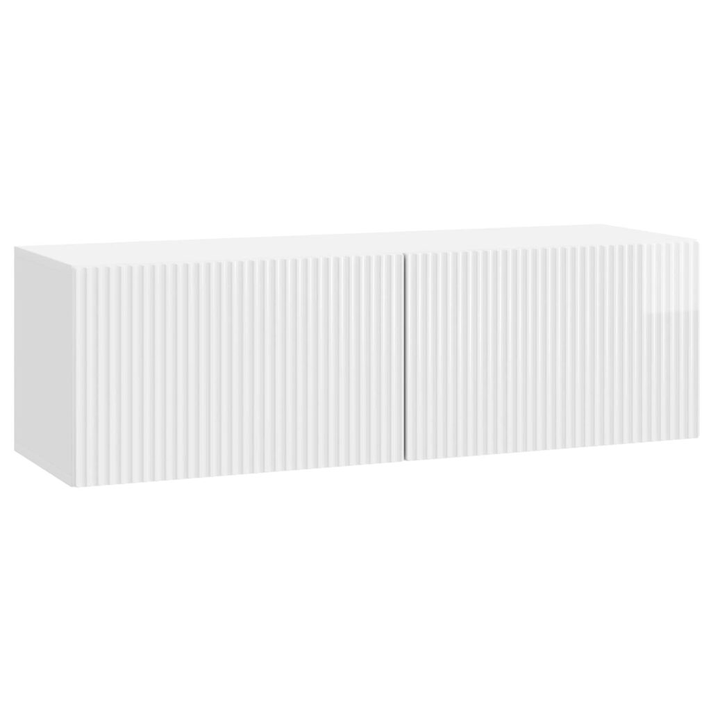 Seinälle asennettava TV-kaappi Korkeakiiltoinen valkoinen