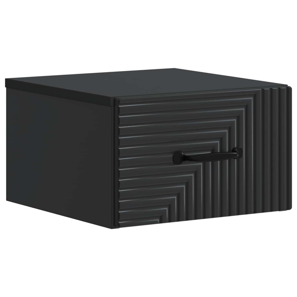 Seinälle Kiinnitettävä Yöpöytä Musta 34,5 x 33 x 20 cm