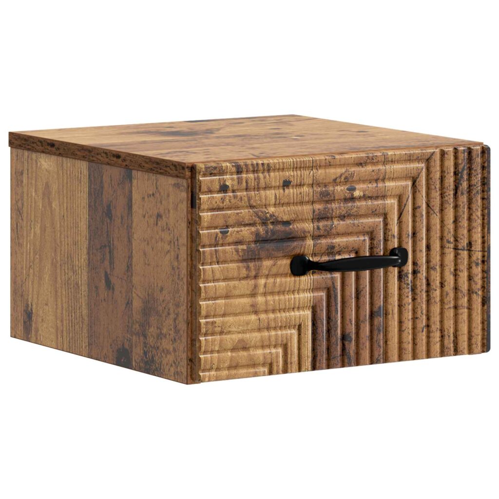 Seinälle Kiinnitettävä Yöpöytä Vanha puu 34,5 x 33 x 20 cm