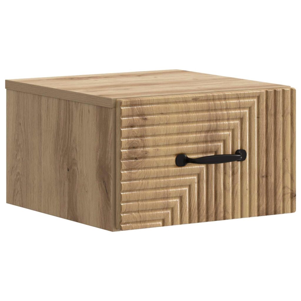 Seinälle Kiinnitettävä Yöpöytä Artisaanitammi 34,5 x 33 x 20 cm