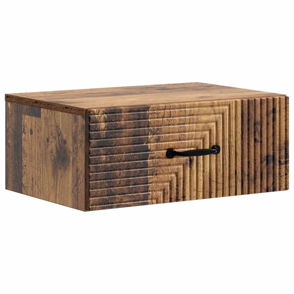 Seinälle Kiinnitettävä Yöpöytä Vanha puu 49 x 34,5 x 20 cm