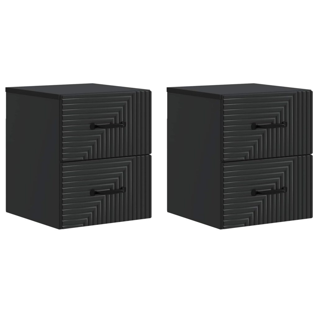 Seinälle Kiinnitettävä Yöpöytä 2 pcs Musta 34,5 x 33 x 40 cm