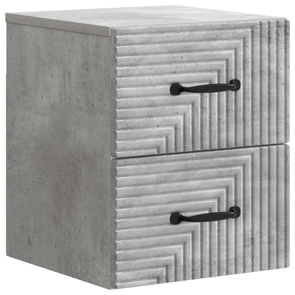 Seinälle Kiinnitettävä Yöpöytä Betoninharmaa 34,5 x 33 x 40 cm