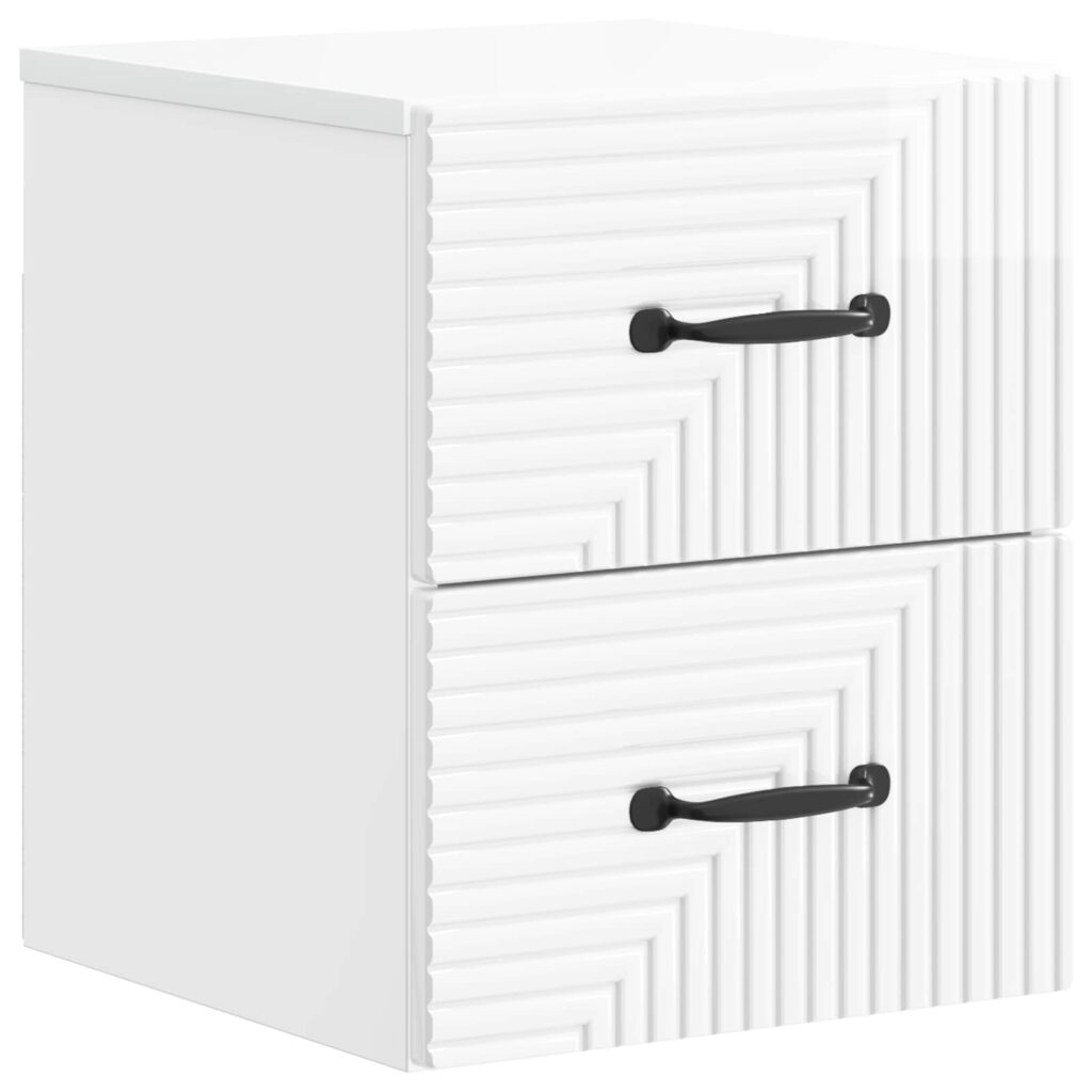 Seinälle Kiinnitettävä Yöpöytä Korkeakiiltoinen valkoinen