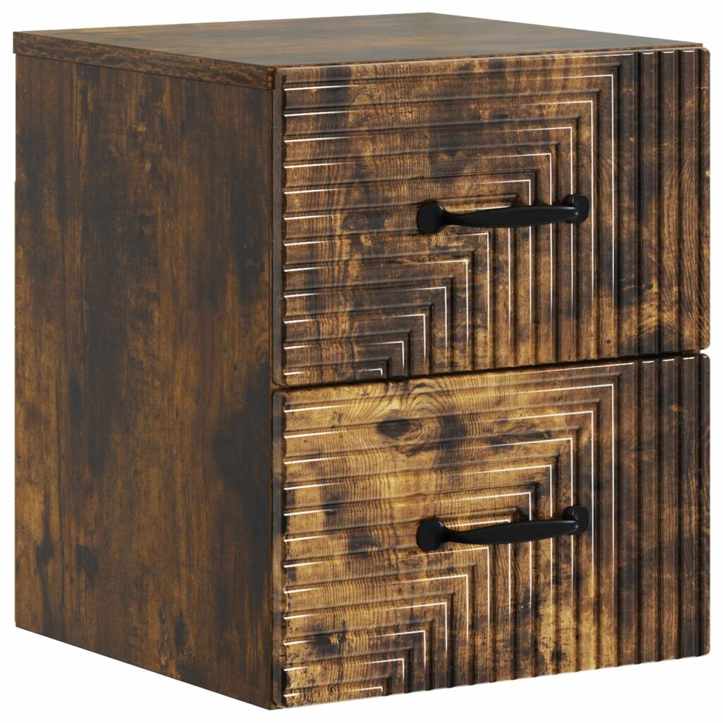 Seinälle Kiinnitettävä Yöpöytä Savutammi 34,5 x 33 x 40 cm