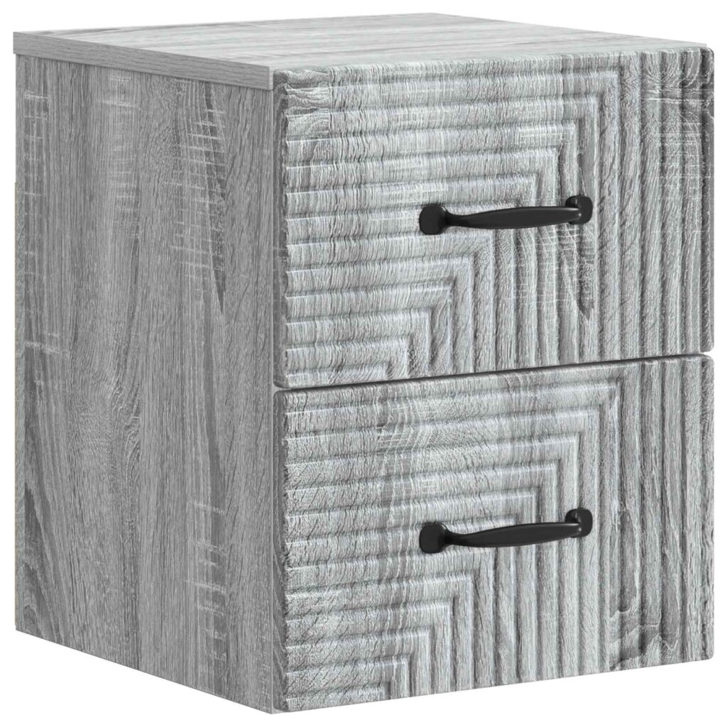 Seinälle Kiinnitettävä Yöpöytä Harmaa sonoma 34,5 x 33 x 40 cm